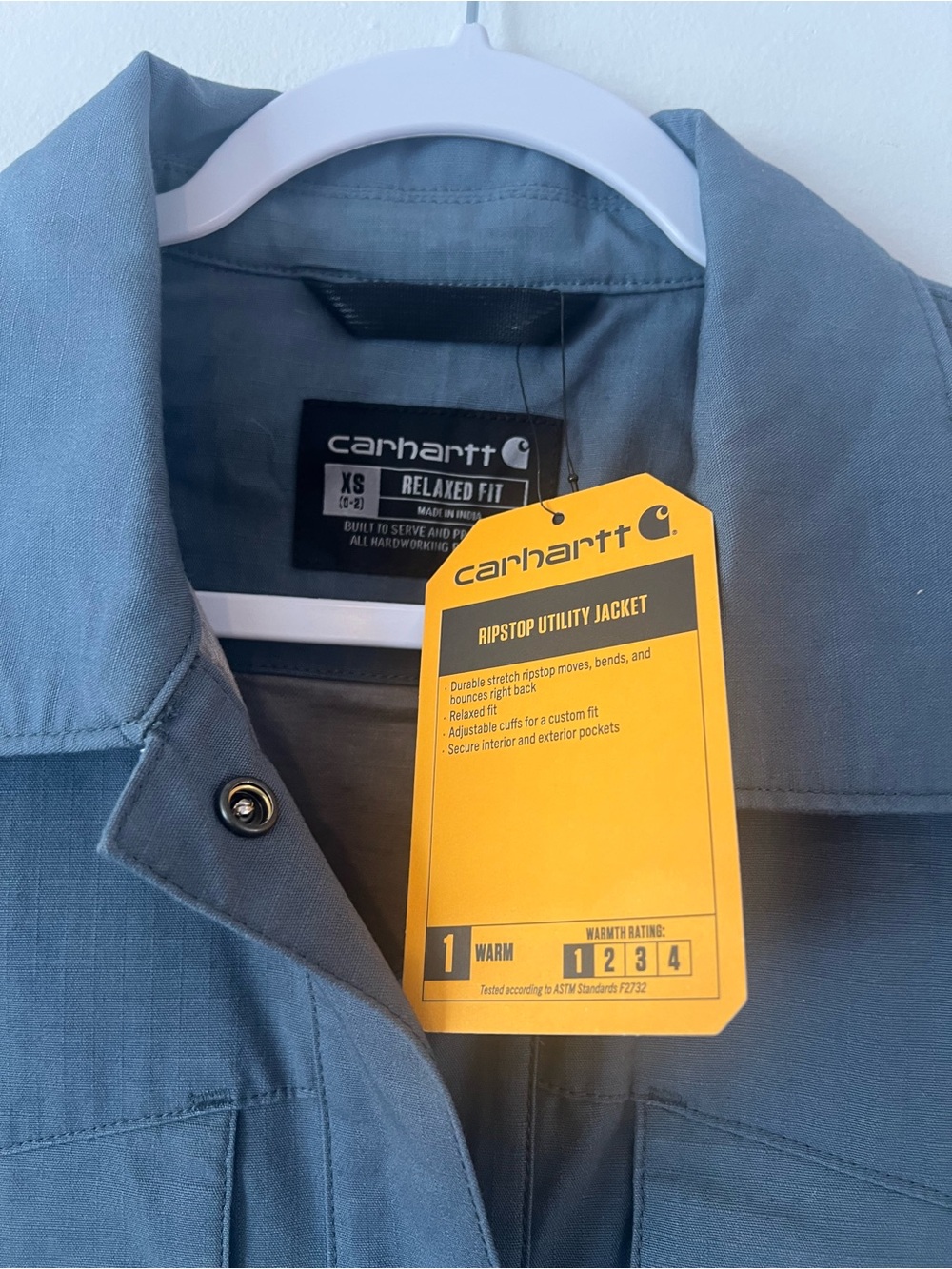 NEW Carhartt Blue Ripstop Utility Jacket Women’s XS Relaxed Fit Coat Workwear - Picture 4 of 7